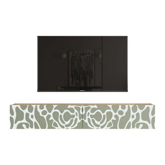 Future TV Unit UV Print 70" Floating Entertainment Center in Dubrovnik Green