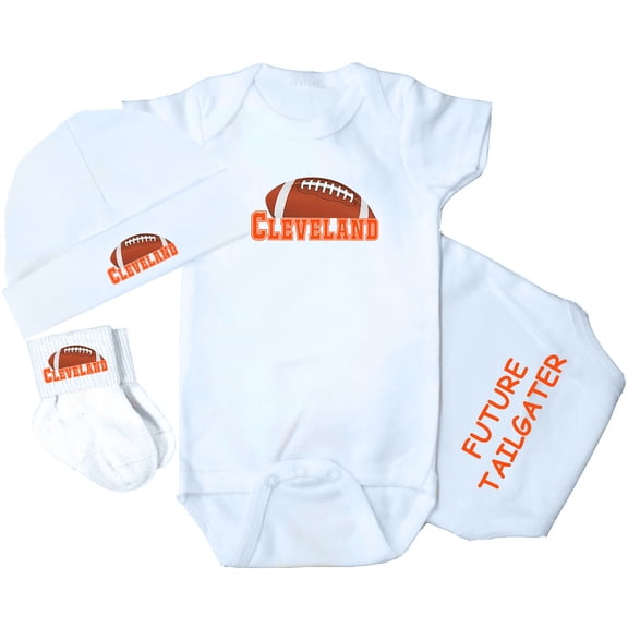 Future Tailgater 3-Piece Baby Bodysuit Set for Cleveland Fans