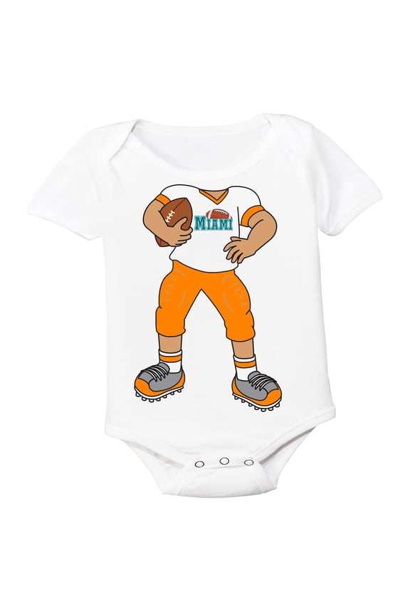 Heads Up! Football Player Baby Bodysuit for Miami Fans
