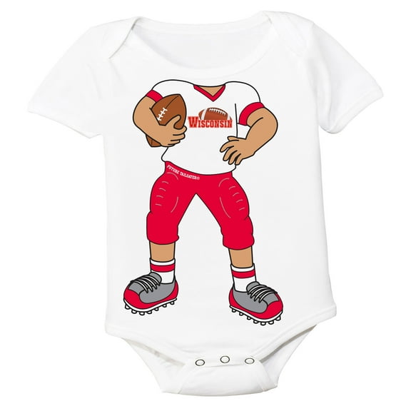 Future Tailgater Heads Up! Football Player Baby Bodysuit for Wisconsin Fans