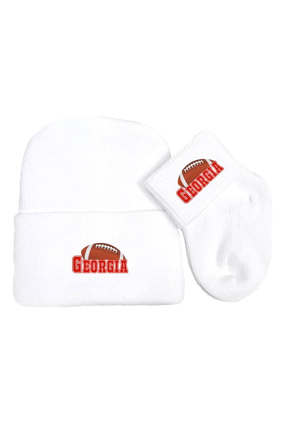 Newborn Baby Knit Cap and Socks Set for Georgia Fans