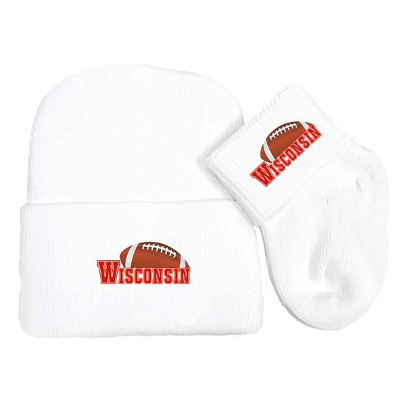 Future Tailgater Newborn Baby Knit Cap and Socks Set for Wisconsin Fans