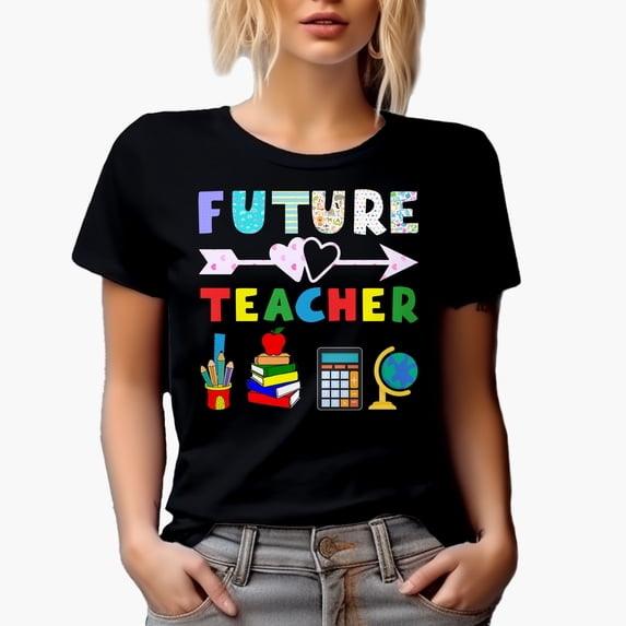 Future Teacher, Education Student Graduation, Black T-Shirt, Small