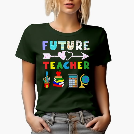 Future Teacher, Education Student Graduation, Military Green T-Shirt, Medium