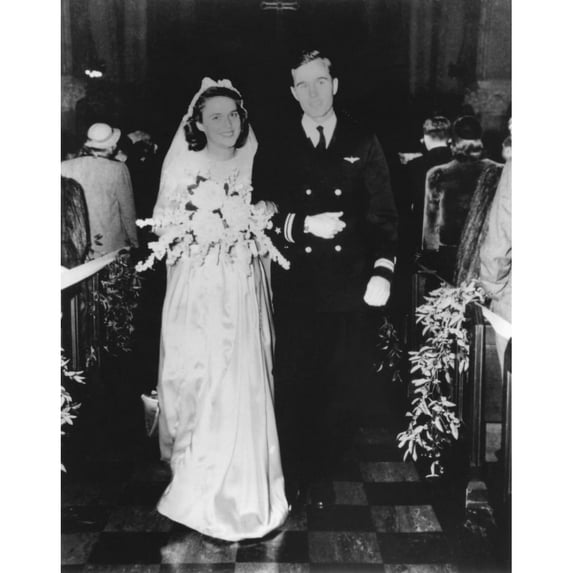 Future Us President George H.W. Bush And Barbara Bush On Their Wedding Day In Rye New York. Jan. 6 1945. History (