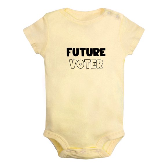 Future Voter Funny Rompers For Babies, Newborn Baby Unisex Bodysuits, Infant Jumpsuits, Toddler 0-24 Months Kids One-Piece Oufits (Yellow, 0-6 Months)
