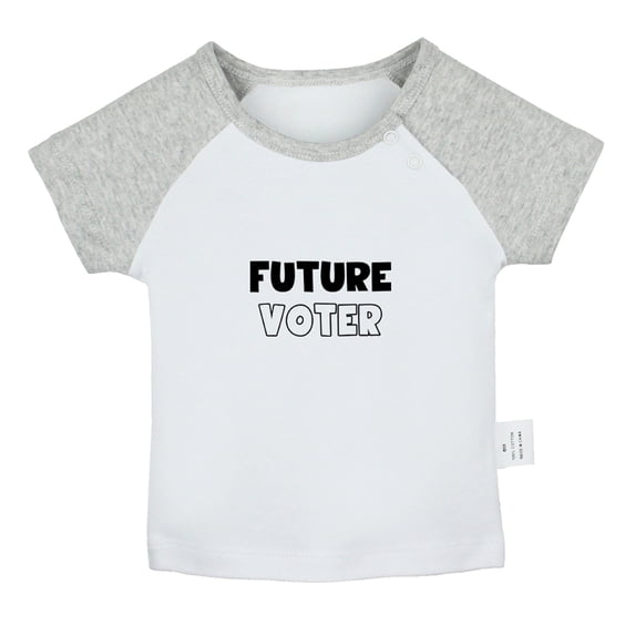 Future Voter Funny T shirt For Baby, Newborn Babies T-shirts, Infant Tops, 0-24M Kids Graphic Tees Clothing (Short Gray Raglan T-shirt, 12-18 Months)