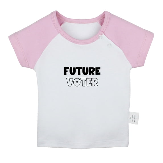 Future Voter Funny T shirt For Baby, Newborn Babies T-shirts, Infant Tops, 0-24M Kids Graphic Tees Clothing (Short Pink Raglan T-shirt, 6-12 Months)