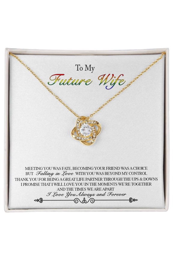 To My Future Wife, Meeting You Was Fate Beautiful Necklace, A Meaningful Necklace Perfect For Anniversaries, Birthdays, Valentine, Message Card and Box, White Love Knot Necklace