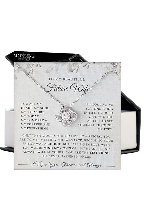 To My Future Wife Necklace, Fiance Necklace, Fiance, Fiance Birthday, Engagement, Bride To Be, Fiance Her, Engagement Necklace, Wife, Necklace For Girlfriend #683, Gold Love Knot Necklace