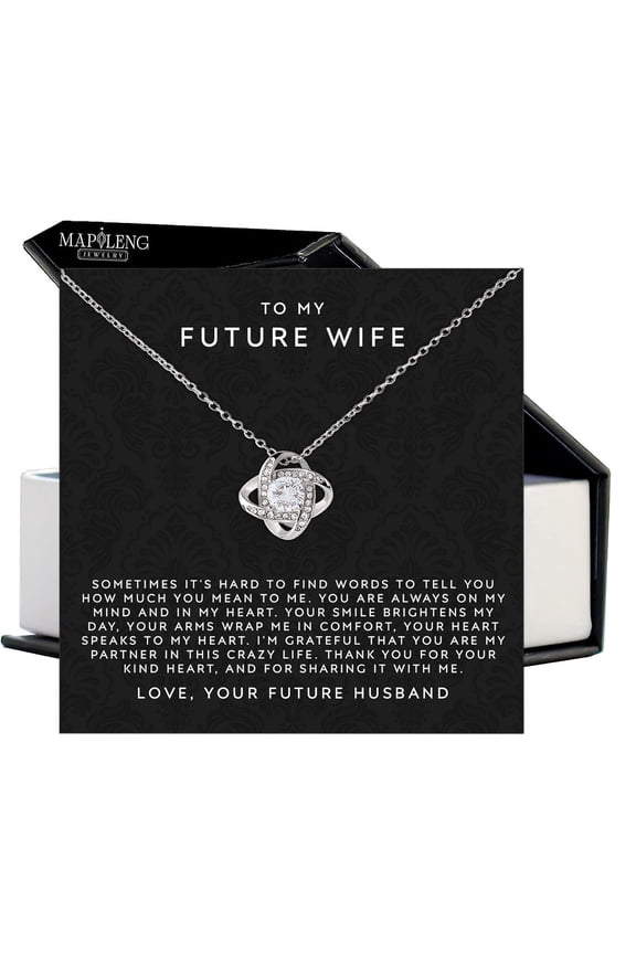 To My Future Wife Necklace, Fiance Necklace, Fiance, Fiance Birthday, Engagement, Bride To Be, Fiance Her, Engagement Necklace, Wife, Necklace For Girlfriend #720, Gold Love Knot Necklace