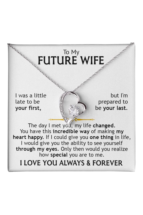 To My Future Wife Necklace From Husband, To My Wife Necklace, Soulmate Necklace For Women, Future Wife Jewelry, Birthday, Valentine Girlfriend Message Card#2 #1706, White Forever Love Necklace