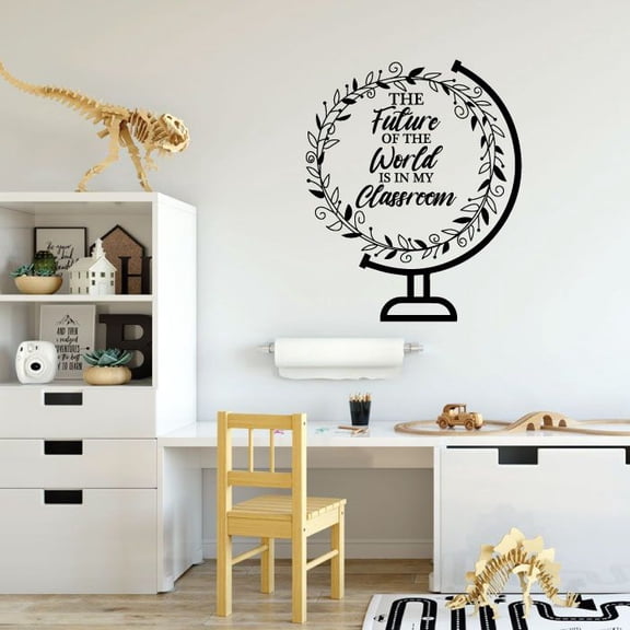 The Future Of The World Is In This Classroom Class Teacher Quote Big Globe Silhouette Vinyl Wall Decal School Classroom Wall Sticker Wall Art Decoration Home School Wall Décor Size (10x10 inch)