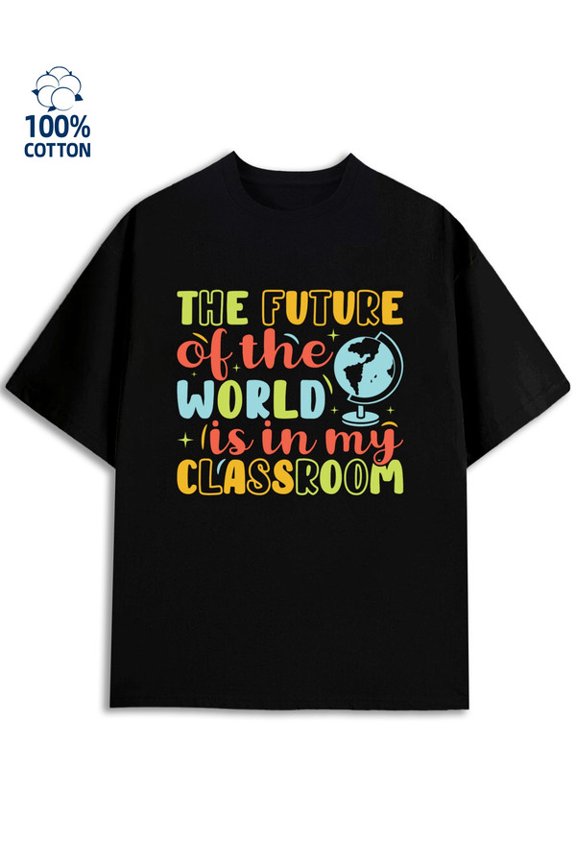 Future World Classroom Men's lovers black Spring and summer outdoor wear interesting gift Original Unisex Shirt Graphic tshirts Vintage Unisex Shirt Cotton tshirts
