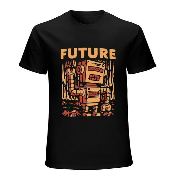 Future with Robot Graphic Sci-Fi Men's T-Shirt