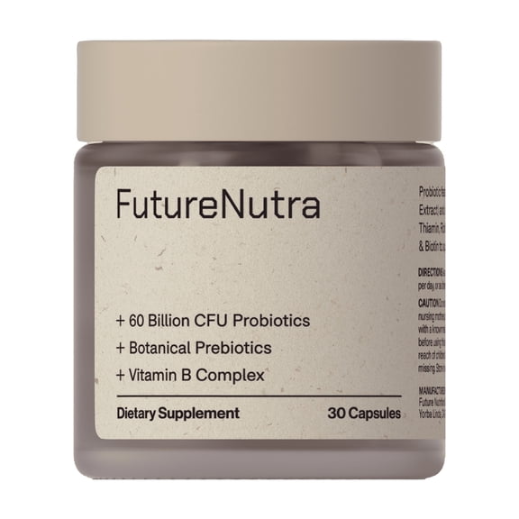 FutureNutra Synbiotica Daily - 10 Advanced Strains, Prebiotics, and B Vitamins for Total Digestive & Immune Health, Supports Occasional Constipation, Bloating, Diarrhea - 30 Count / Bottle