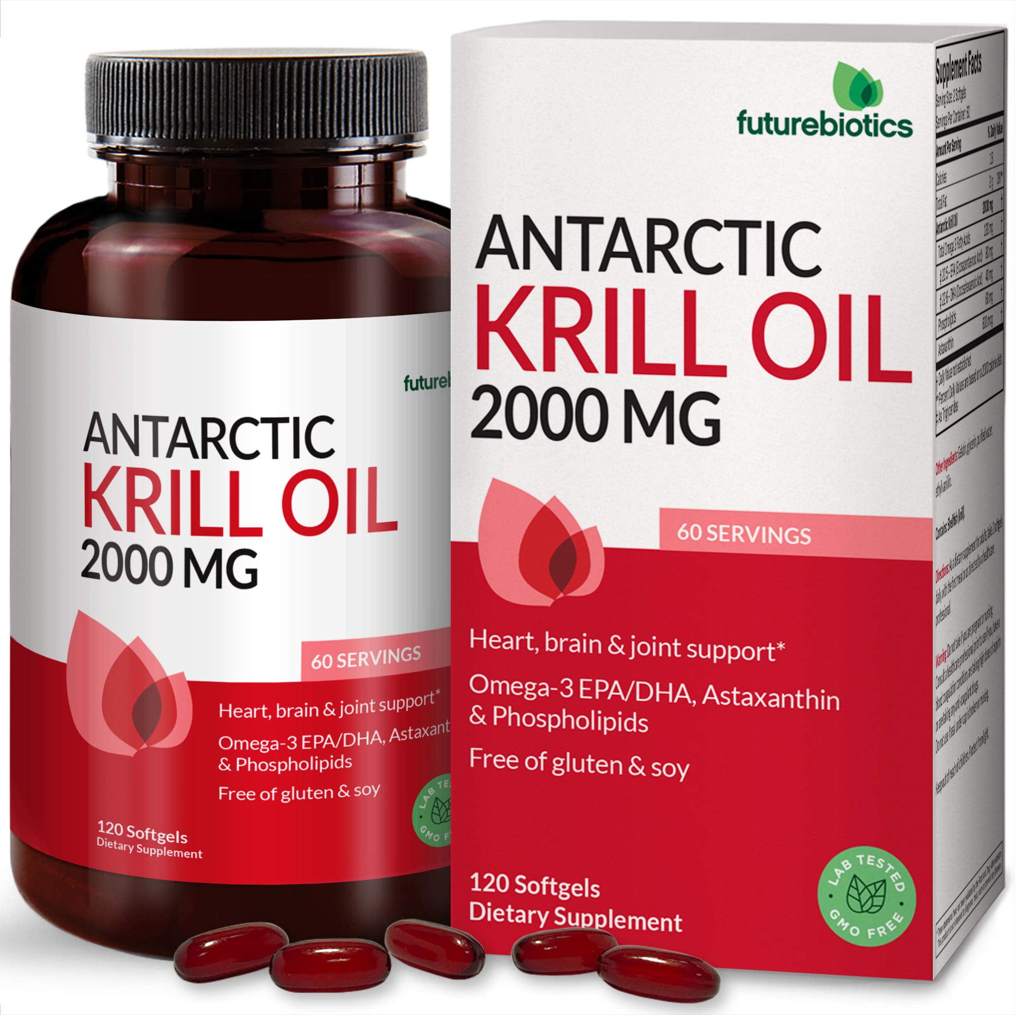 Futurebiotics Antarctic Krill Oil 2000mg with Astaxanthin, Omega3s EPA