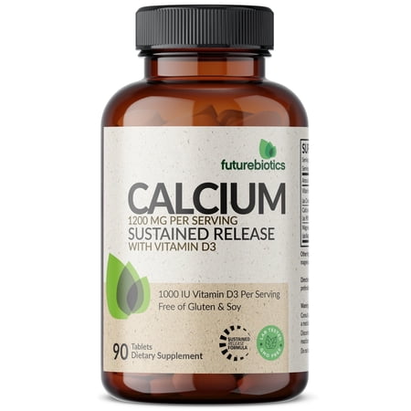 Futurebiotics Calcium 1200 MG Per Serving Sustained Release with Vitamin D3 1000 IU Per Serving Non-GMO, 90 Vegetarian Tablets
