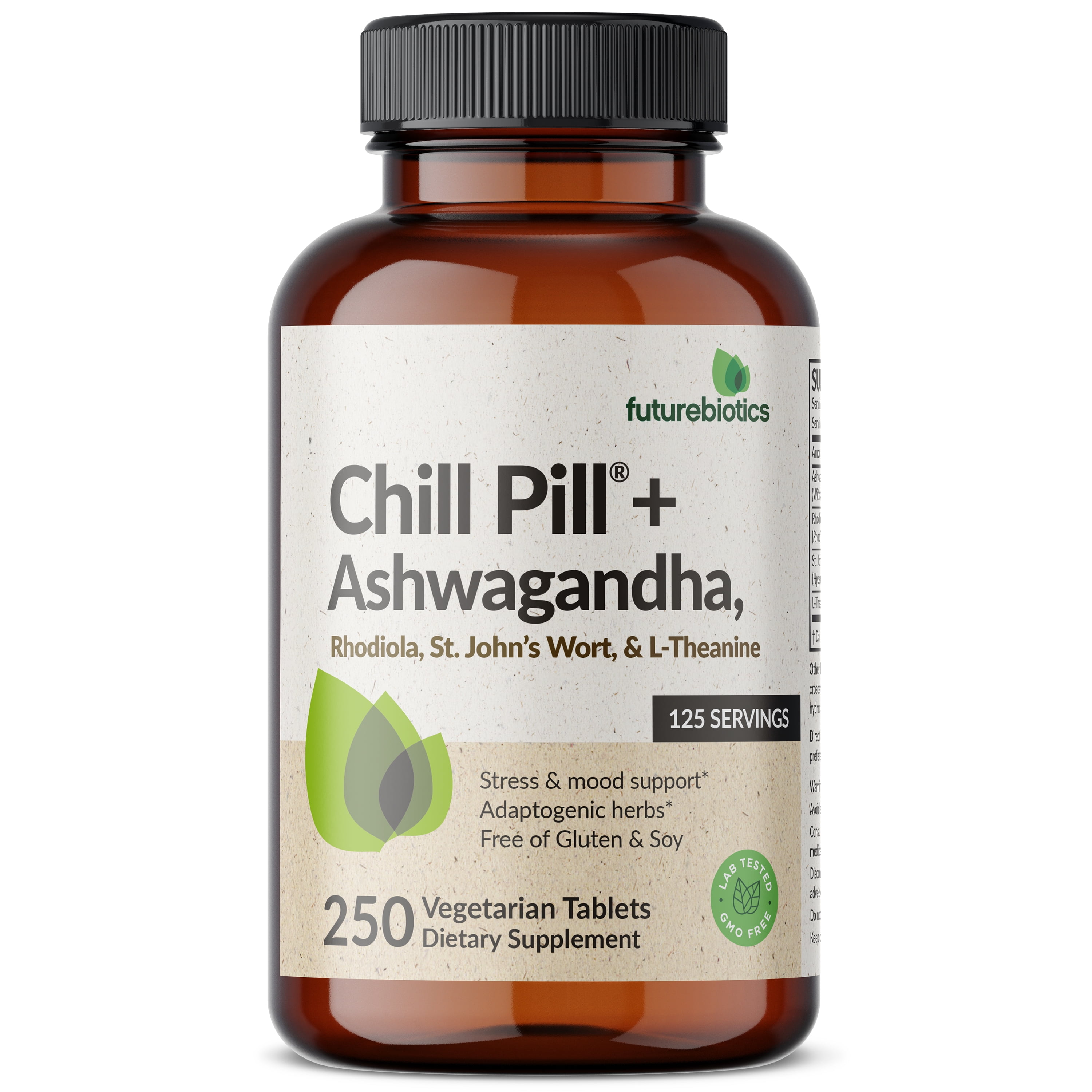 Futurebiotics Chill Pill + Ashwagandha, Rhodiola, St. John’s Wort, & LTheanine 2000 MG per