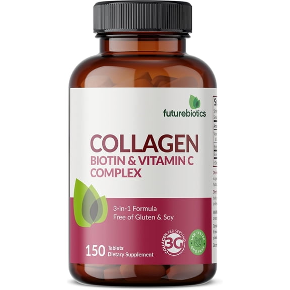 Futurebiotics Collagen Biotin & Vitamin C Complex, 3-in-1 Formula, 150 Tablets