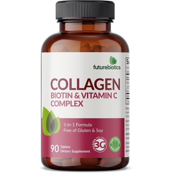 Futurebiotics Collagen Biotin & Vitamin C Complex, 3-in-1 Formula, 90 Tablets