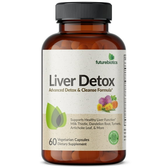 Futurebiotics Liver Detox Advanced Detox & Cleanse Formula Supports Healthy Liver Function with Milk Thistle, Dandelion Root, Turmeric Artichoke Leaf, & More, Non-GMO, 60 Vegetarian Capsules