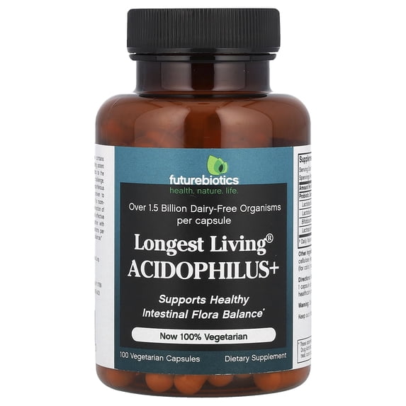 Futurebiotics Longest Living Acidophilus+ 19.5 mg Probiotic, 100 Vegetarian Capsules