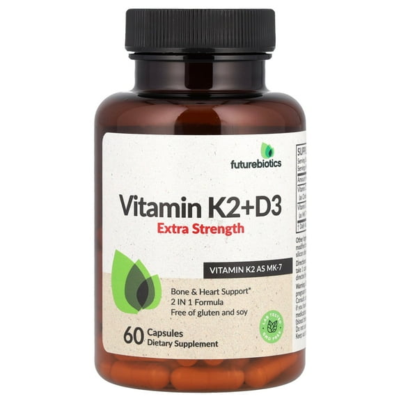Futurebiotics Vitamin K2 + D3, Extra Strength, 60 Capsules