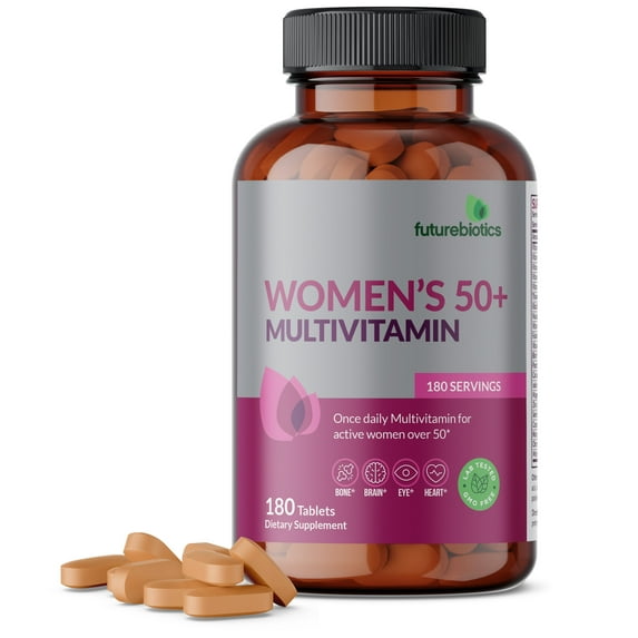 Futurebiotics Women's 50+ Multivitamin Once Daily Multivitamin for Active Women Over 50, Non-GMO, 180 Tablets