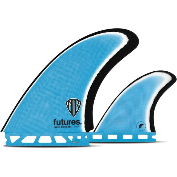 Futures Fins Mark Richards Twin + 1 Fiberglass Fin Set - Blue/White/Black