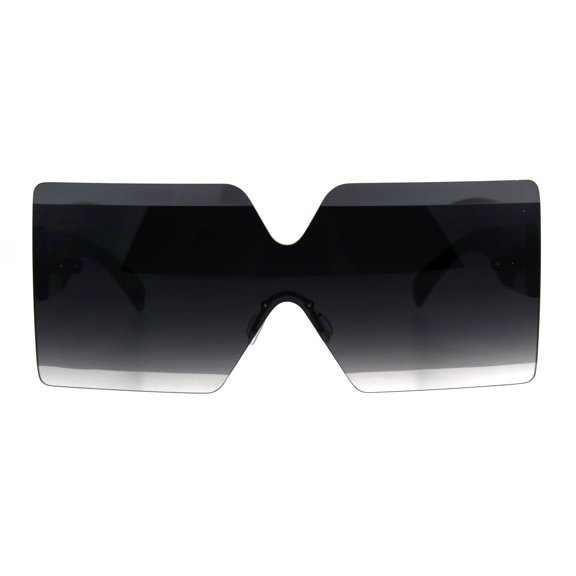 Futurism Rectangular Robotic Funk Disco Gradient Sunglasses All Black