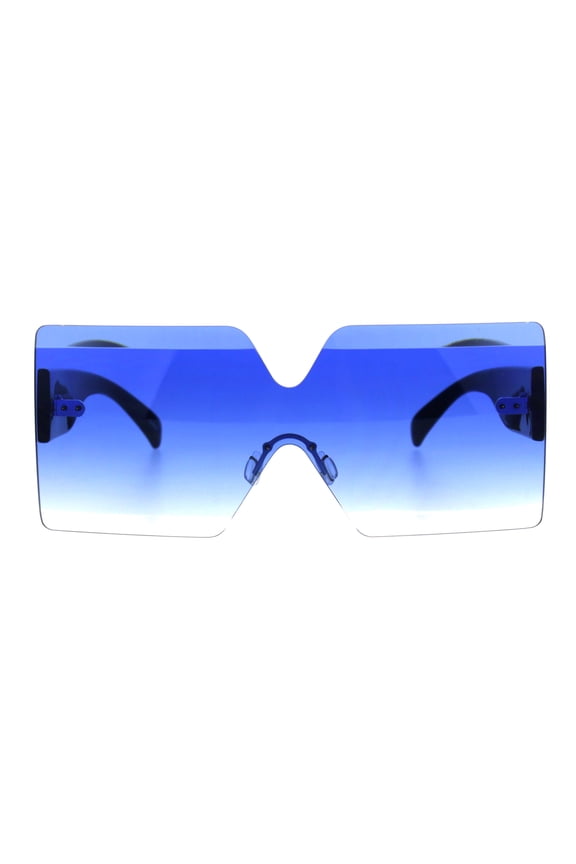 Futurism Rectangular Robotic Funk Disco Gradient Sunglasses Black Blue