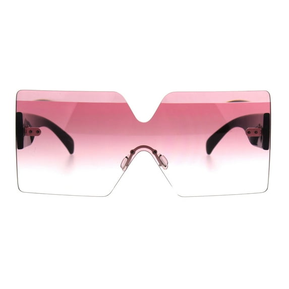 Futurism Rectangular Robotic Funk Disco Gradient Sunglasses Black Pink