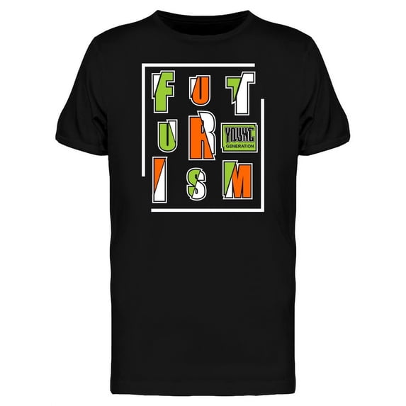 Futurism Typography Graphic T-Shirt Men -Image by Shutterstock, Male x-Large
