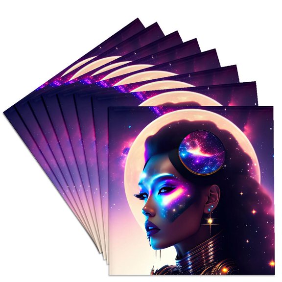 3drose, Futurist Astronaut Beauty. Allegory of Space Travel. Cool Digital Art, Set of 8 Ceramic Tile Coasters