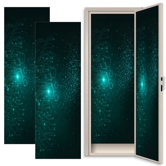 Futuristic 2 Pcs School Locker Magnetic Wallpaper 12" x 36" Futuristic electronics circuits Sparkling Lights Abstract Reusable Removable Locker Accessories Back to School Supplies