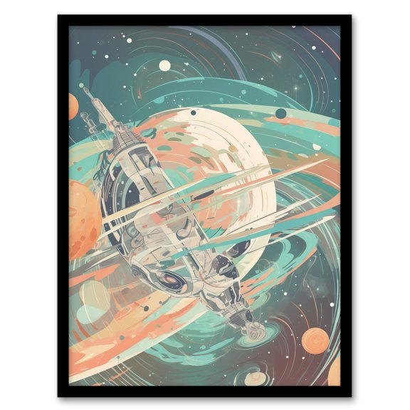 Futuristic Abstract Galactic Outer Space Abstract By David Bain Artwork Framed Wall Art Print A4