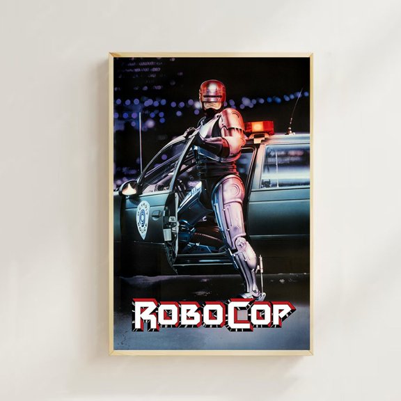 Futuristic Android Cybernetic Cop Enforcement Steel Dystopia Wall Art, Unframed Canvas
