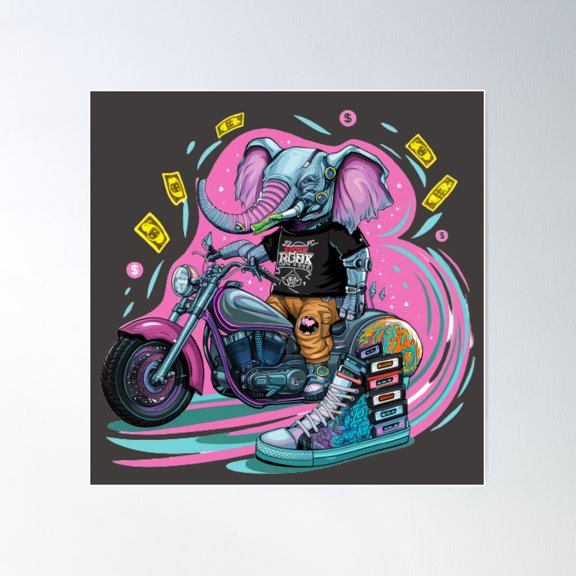 Futuristic Animal Street Art. Poster Wall Art, Modern Wall Decor For Living Room Bedroom, 8x12 UNFRAMED