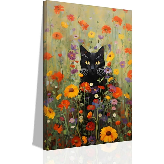 Futuristic Atomic Cats Wall Art Canvas Set Modern Tech Inspired Posters in Blue Green Orange Abstract Geometric Paintings Pictures and Prints Gallery Wall Decor for Living Room Bedroom Unframed