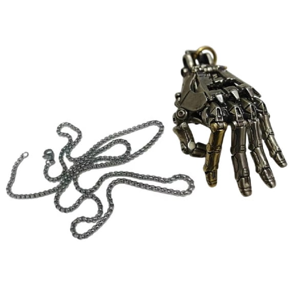 Futuristic Bionic Arm Copper Necklace Handcrafted Jewelry Gift for Men Women