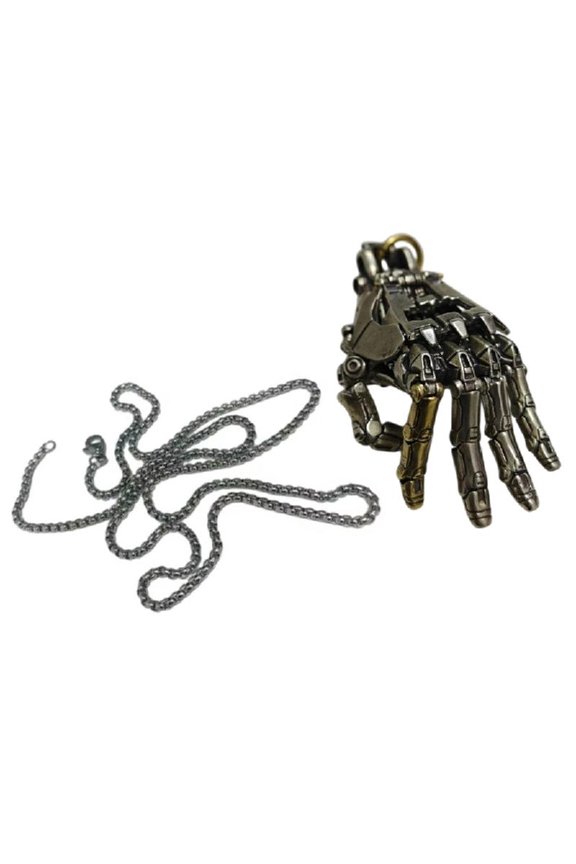 Futuristic Bionic Arm Copper Necklace Handcrafted Jewelry Gift for Men Women