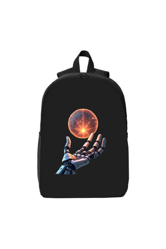 Futuristic Black Laptop Backpack for College & High School - Fits 15 " Laptop & iPad Tech-Inspired Design with Robotic H Glowing Orb