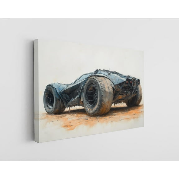 Futuristic Blue Dune Buggy Canvas Art Print - Sci-Fi Car Wall Decor - High-Quality Adventure-Inspired Artwork - Handcrafted Modern Home Accent - Available in Multiple Sizes