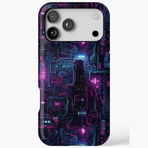Futuristic Circuit Board Neon Glow Tech Cyber Phone Case for iPhone 17 11 12 13 14 15 16 Pro Max