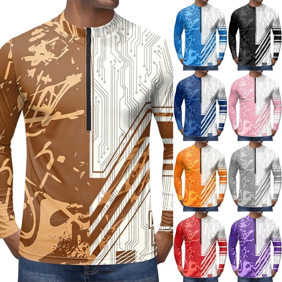 Futuristic Circuit Board Print Long Sleeve Cycling Jersey for Men, Breathable Quick Dry Athletic Top with Half Zip - Techwear Style Outdoor Running & Training Shirt Gray XXL