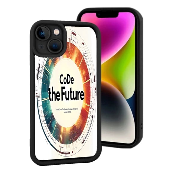 Futuristic Circular Design iPhone 15 Case - ' Code the Future ' with Colorful Radiating Pattern Lightweight & Yellowing Resistant