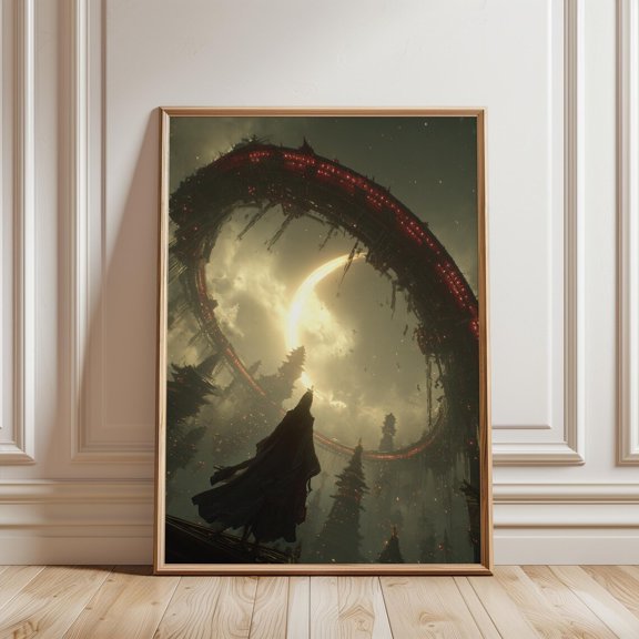 Futuristic City Ring Megastructure Wall Art Print Scifi Fantasy Landscape, Unframed Paper Print