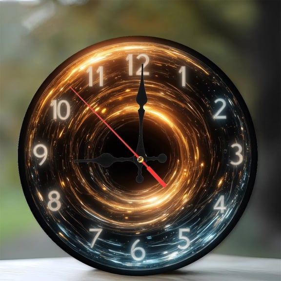 Futuristic Clock Design 10-Inch Silent Wooden Wall Clock, Battery Operated (AA Batteries Not Included), Artistic Home Decor