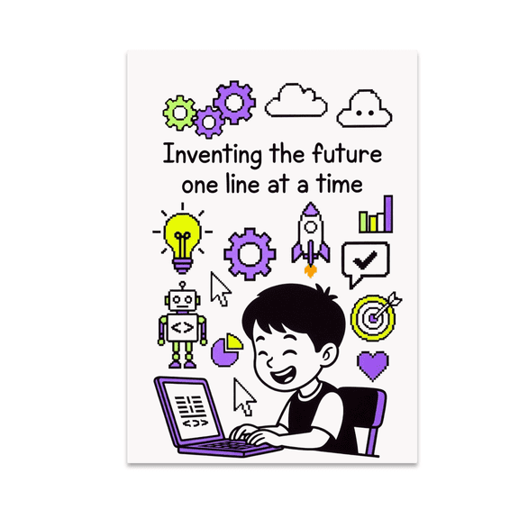 Futuristic Coding Wall Art - Education Technology Enthusiast - 13x19 Poster Print